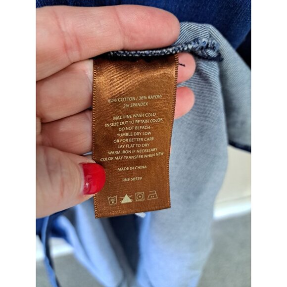 Kut From The Kloth Denim Shirt Dress Medium Button-Down Cotton Blend Roll Sleeve - Picture 5 of 10